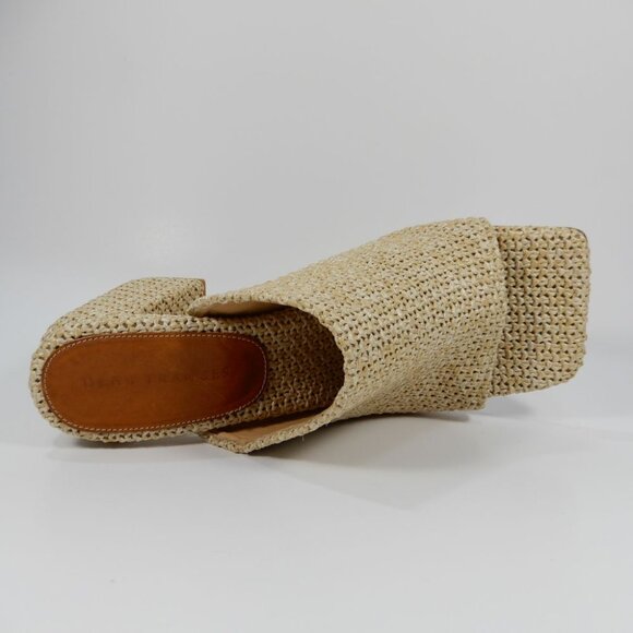 Dear Frances Deri Slip On Square Toe Mules EU 40 9.5 10 Beige Raffia Leather NEW - Picture 12 of 12